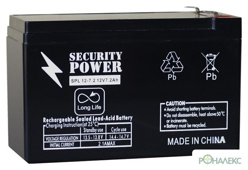 Аккумулятор для ИБП Security Power SPL 12-7,2 F2 (12В/7.2 А·ч) - фото