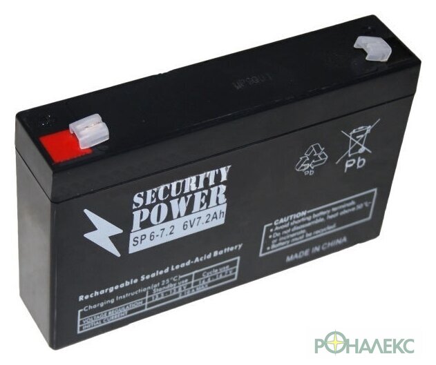 Аккумулятор для ИБП Security Power SP 6-7.2 F1 (6В/7.2 А·ч) - фото