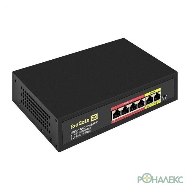 Неуправляемый коммутатор ExeGate EDES-1006D.4PoE-48W - фото