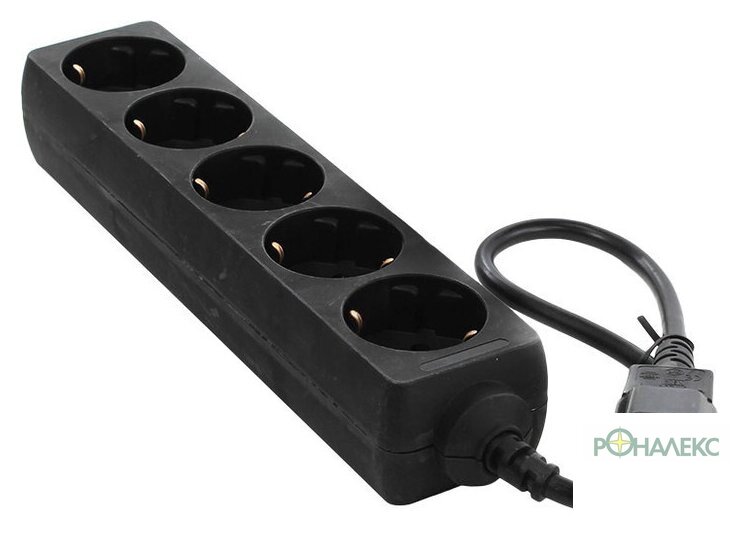 Удлинитель ExeGate 5 розеток, 0.5 м, черный (SPU-5-0.5B) - фото
