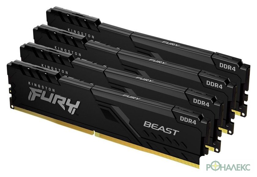Оперативная память Kingston FURY Beast 4x16GB DDR4 PC4-25600 KF432C16BB1K4/64 - фото