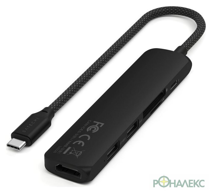 Док-станция Satechi 6-in-1 USB-C Slim Multiport Adapter ST-P6SK (черный) - фото3