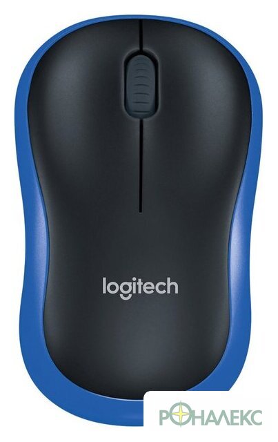 Мышь Logitech M185 (черный/синий) - фото