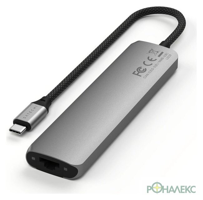 Док-станция Satechi 7-in-1 USB-C Slim Multiport Adapter with Ethernet ST-P7SM (серый) - фото3