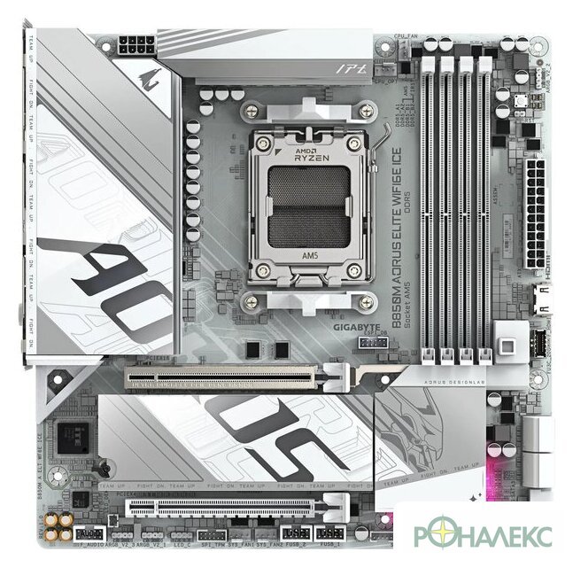 Материнская плата Gigabyte B850M Aorus Elite WiFi6E Ice (rev. 1.0) - фото