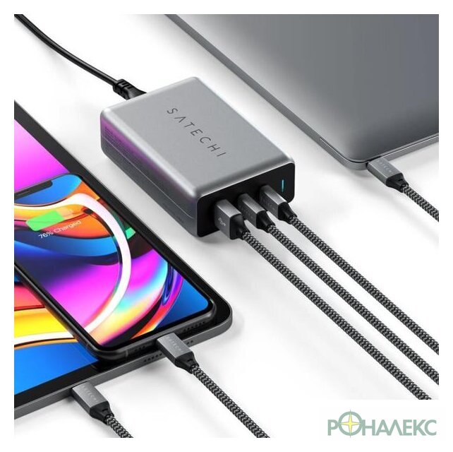 Сетевое зарядное Satechi 100W Type-C PD Compact GAN Charger ST-TC100GM-EU (европейская вилка) - фото4