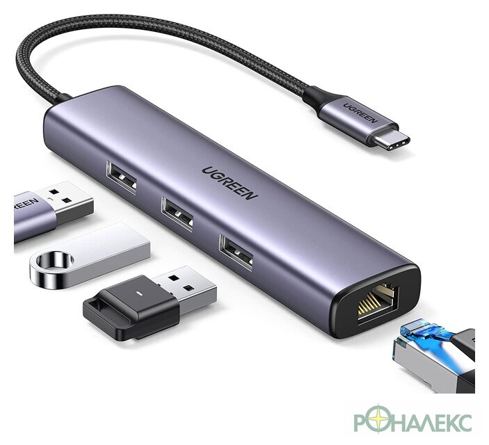 USB-хаб Ugreen CM475 USB C to Ethernet 60600 - фото