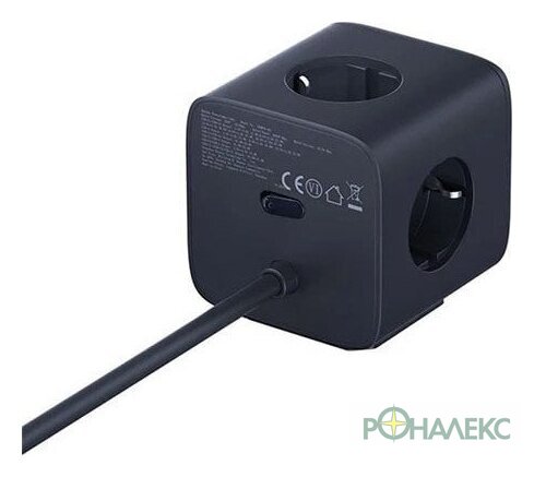 Удлинитель Baseus EnerFill FA11 Cube Power Strip 3AC+1U+2C 67W EU E00082100123-00 (1.5 м, черный) - фото3
