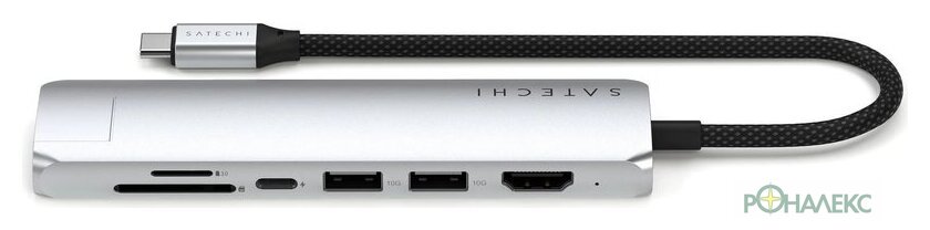 Док-станция Satechi 7-in-1 USB-C Slim Multiport Adapter with Ethernet ST-P7SS (серебристый) - фото2