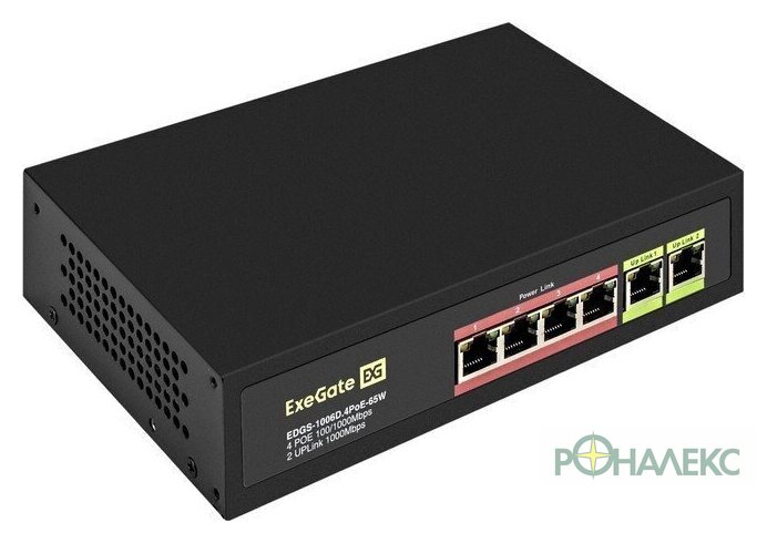 Неуправляемый коммутатор ExeGate EDGS-1006D.4PoE-65W - фото