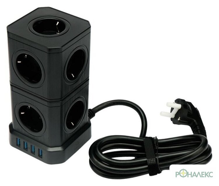 Сетевой фильтр Cablexpert Tower TWR-9-U4-B-2 - фото3