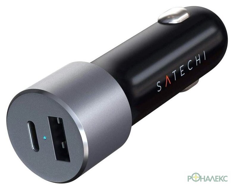 Автомобильное зарядное Satechi 72W Type-C PD Car Charger (серый космос) - фото