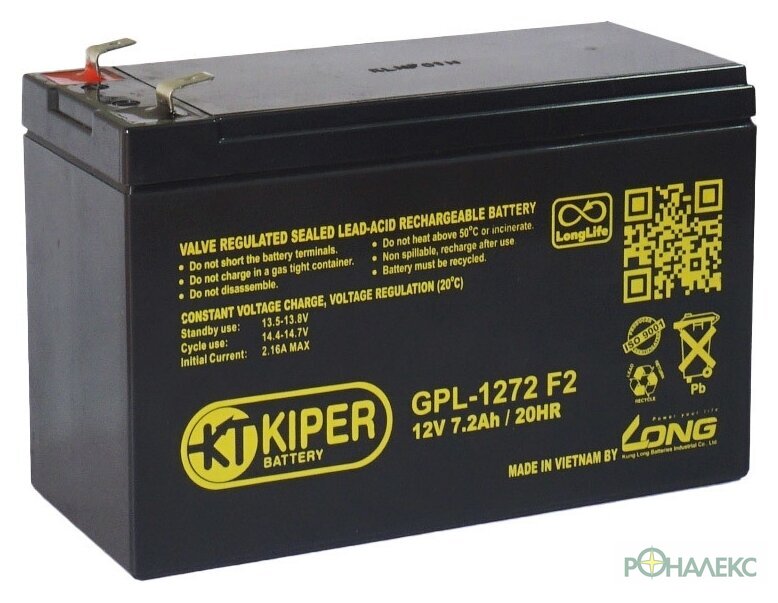 Аккумулятор для ИБП Kiper GPL-1272 F2 (12В/7.2 А·ч) - фото