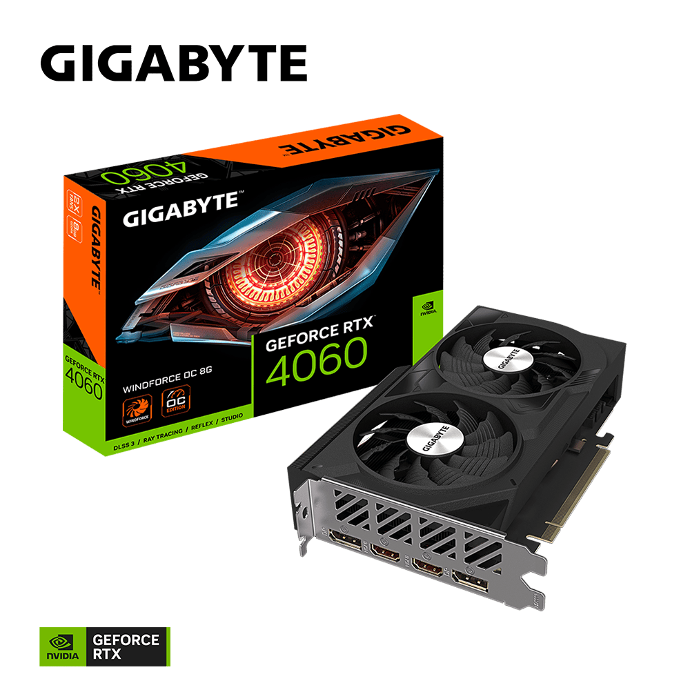 Видеокарта Gigabyte RTX 4060 Windforce OC 8G (GV-N4060WF2OC-8GD)- фото