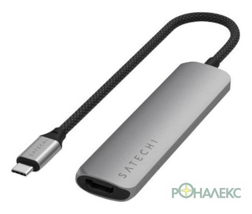 Док-станция Satechi 4-in-1 USB-C Slim Multiport Adapter 4K ST-P4SM (серый) - фото