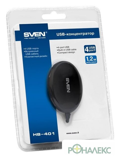 USB-хабы и док-станции SVEN HB-401 Black - фото4