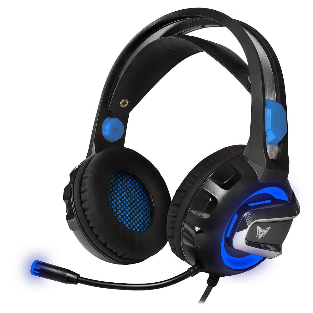 Наушники Crown CMGH-3001 Black/Blue (накладные, закрытые, USB для подсветки, подсветка, 20-20000Гц, 32 Ом)- фото