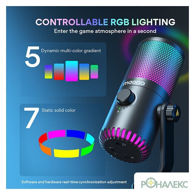 Проводной микрофон Maono DM30 RGB (черный) - фото3
