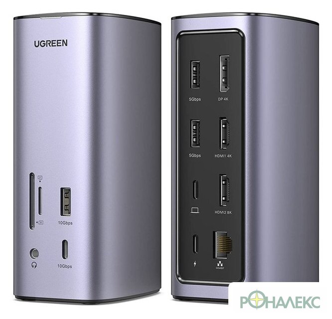 Док-станция Ugreen USB C Triple Display Docking Station 12-in-1 90325 - фото