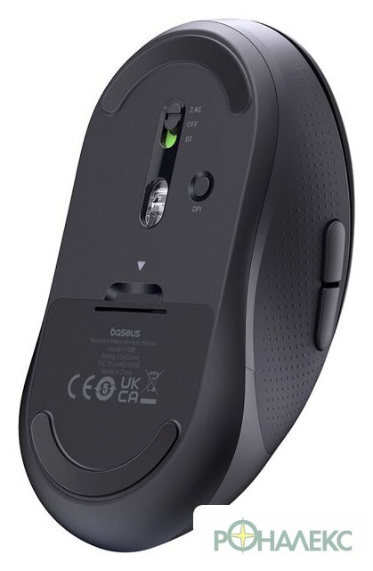 Мышь Baseus F02 Ergonomic Wireless Mouse (черный, без батарейки в комплекте) - фото3
