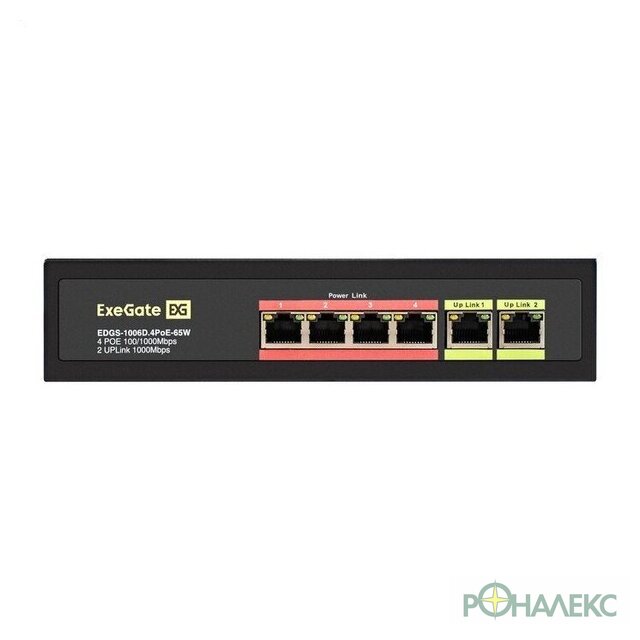 Неуправляемый коммутатор ExeGate EDGS-1006D.4PoE-65W - фото3