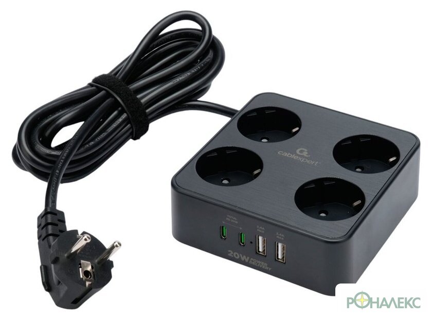 Сетевой фильтр Cablexpert PLT-4-C2U2-B-3 - фото