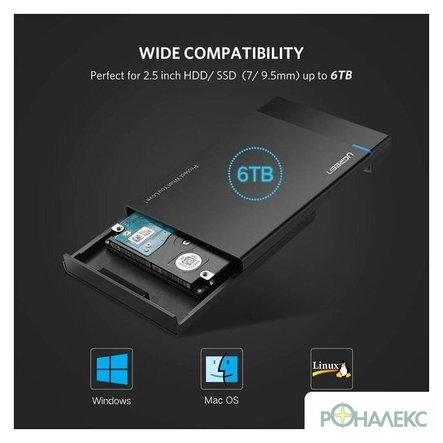 Бокс для накопителей 2.5" Ugreen US221 50743 - фото2