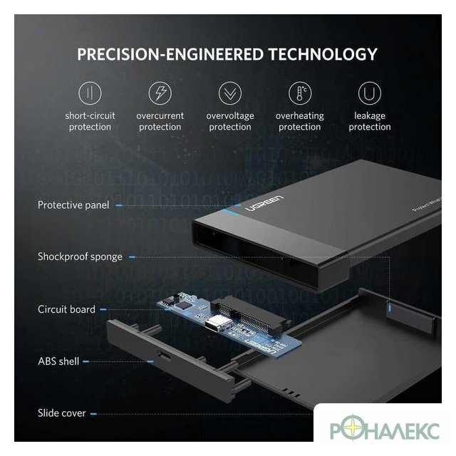 Бокс для накопителей 2.5" Ugreen US221 50743 - фото3