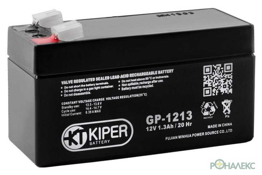 Аккумулятор для ИБП Kiper GP-1213 F1 (12В/1.3 А·ч) - фото