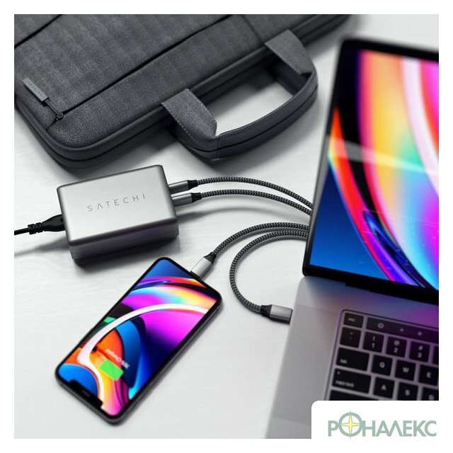 Сетевое зарядное Satechi 100W Type-C PD Compact GAN Charger ST-TC100GM-EU (европейская вилка) - фото5