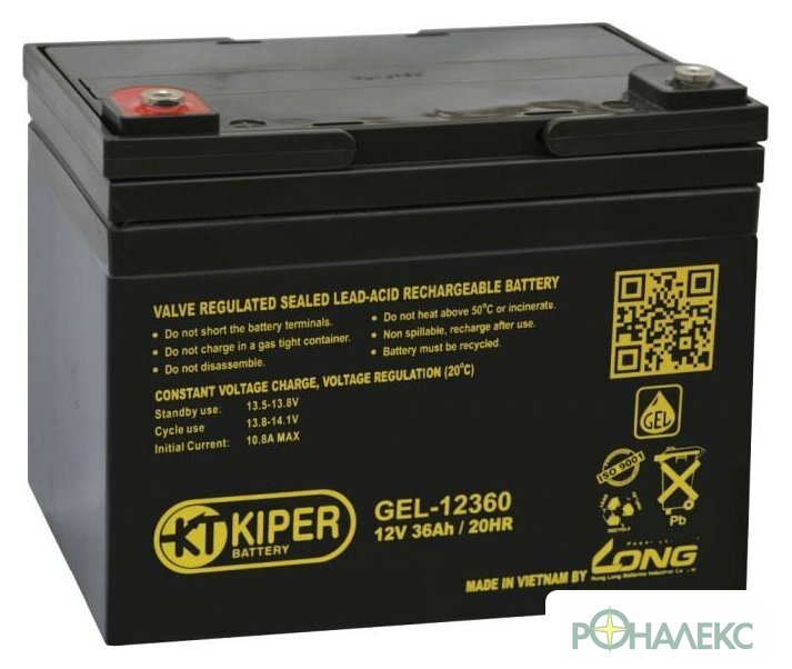 Аккумулятор для ИБП Kiper GEL-12360 (12В/36 А·ч) - фото