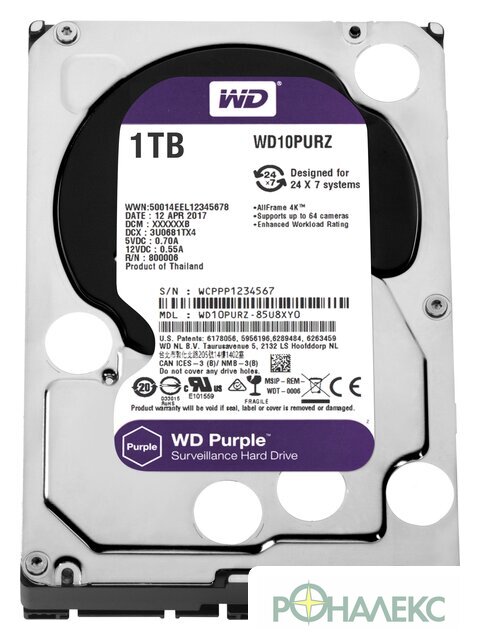 Жесткий диск WD Purple 1TB [WD10PURZ] - фото