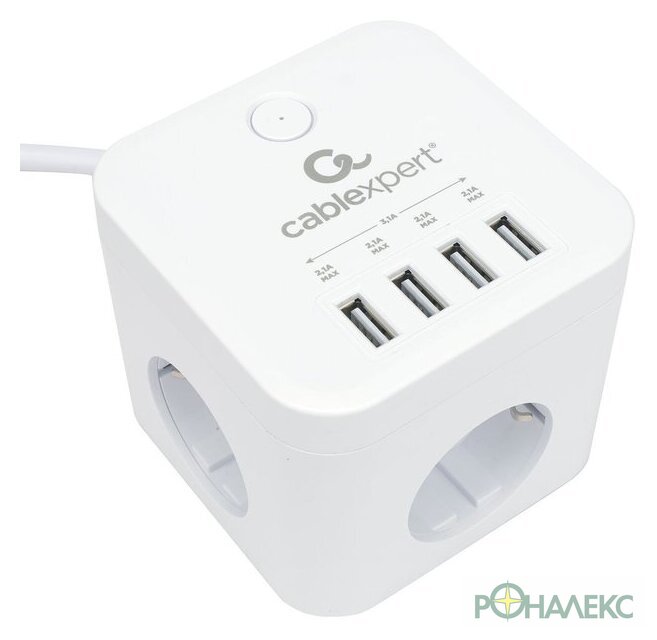 Сетевой фильтр Cablexpert CUBE-3-U4-W-1.5 - фото