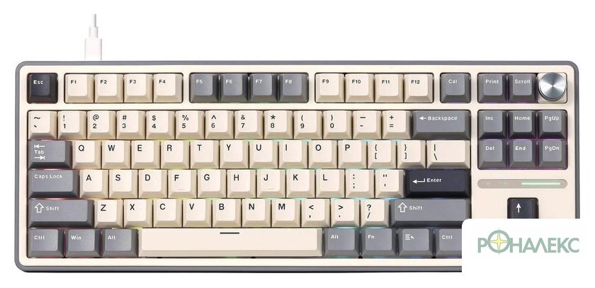 Клавиатура Royal Kludge R87 Pro RGB Half Grey (RK Cream) - фото