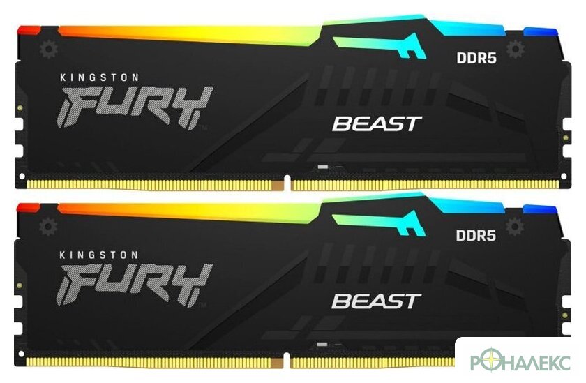 Оперативная память Kingston FURY Beast RGB 2x32ГБ DDR5 6000 МГц KF560C30BBEAK2-64 - фото