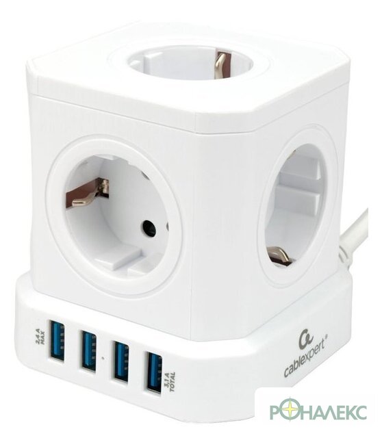 Сетевой фильтр Cablexpert TWR-5-U4-W-2 - фото