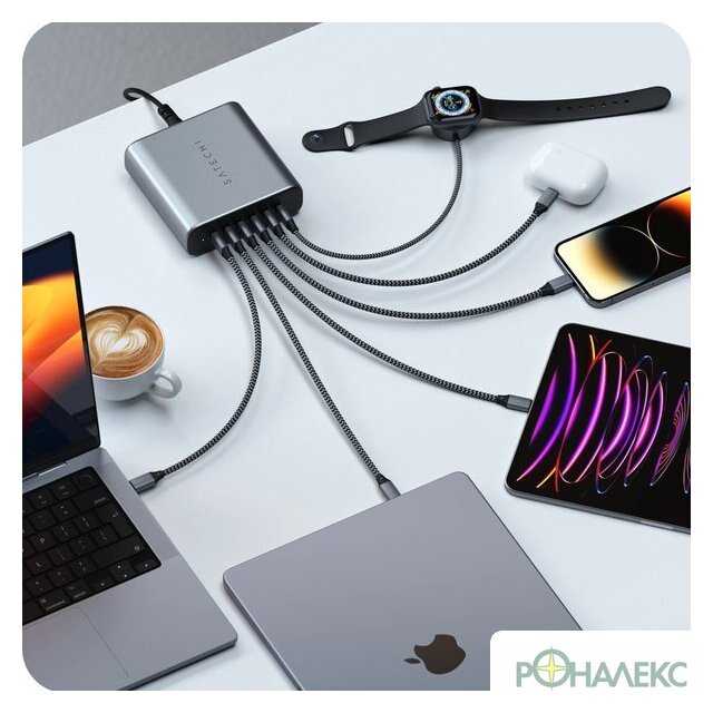Сетевое зарядное Satechi 200W USB-C 6-Port GaN Charger ST-C200GM-EU - фото5