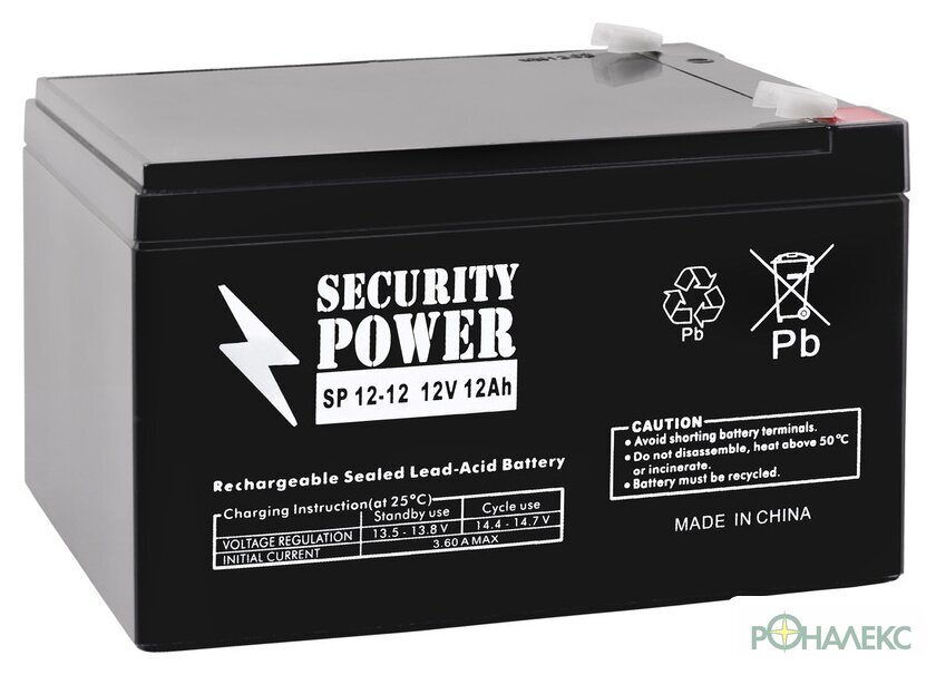 Аккумулятор для ИБП Security Power SP 12-12 F1 (12В/12 А·ч) - фото
