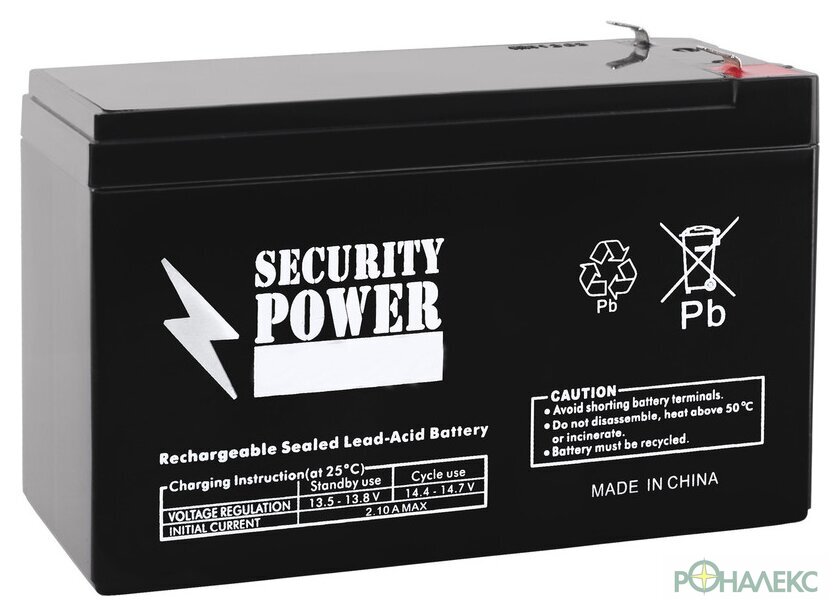 Аккумулятор для ИБП Security Power SP 12-9 F1 (12В/9 А·ч) - фото