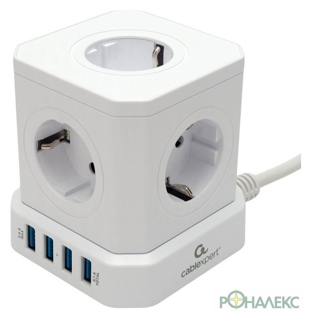 Сетевой фильтр Cablexpert TWR-5-U4-W-3 - фото