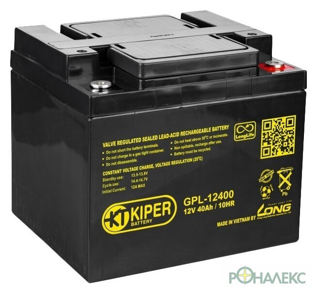 Аккумулятор для ИБП Kiper GPL-12400 (12В/40 А·ч) - фото