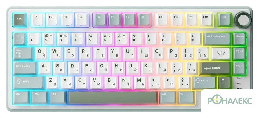 Клавиатура Royal Kludge R75 RGB Sky Cyan (RK Silver) - фото
