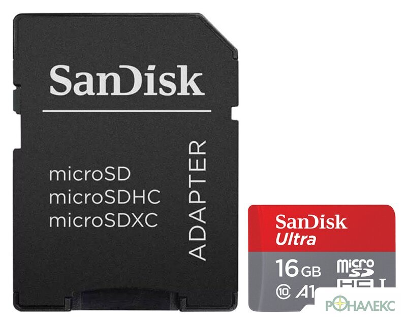 Карта памяти SanDisk Ultra SDSQUAR-016G-GN6MA microSDHC 16GB (с адаптером) - фото