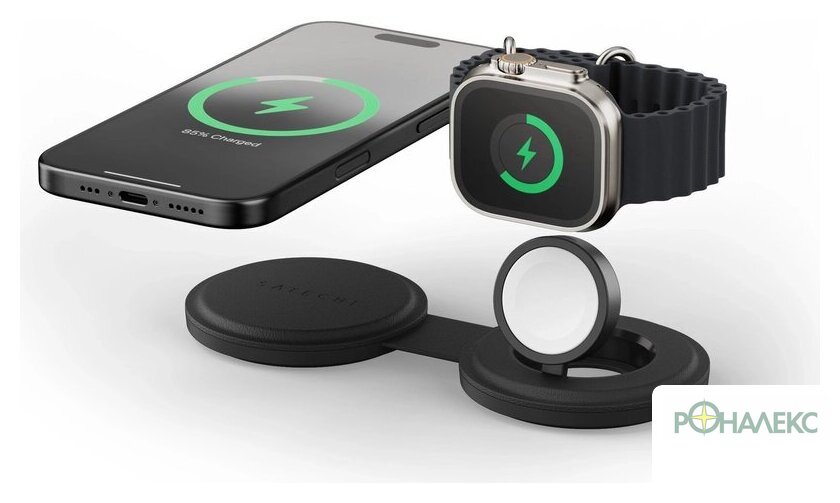 Беспроводное зарядное Satechi OntheGo 2-in-1 Charger ST-QTG21K (черный) - фото3