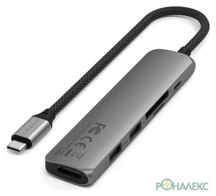 Док-станция Satechi 6-in-1 USB-C Slim Multiport Adapter ST-P6SM (серый) - фото2