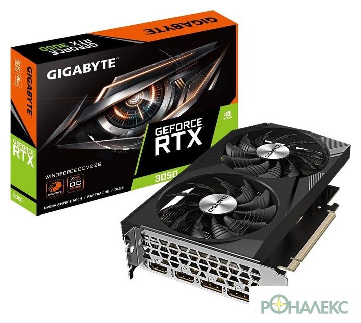 Видеокарта Gigabyte GeForce RTX 3050 Windforce OC V2 8G GV-N3050WF2OCV2-8GD - фото2