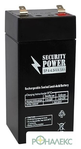 Аккумулятор для ИБП Security Power SP 4-4.5 F1 (4В/4.5 А·ч) - фото