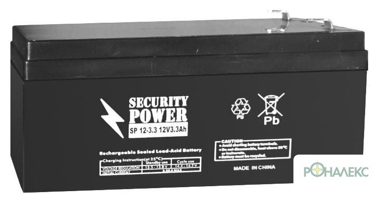 Аккумулятор для ИБП Security Power SP 12-3.3 F1 (12В/3.3 А·ч) - фото