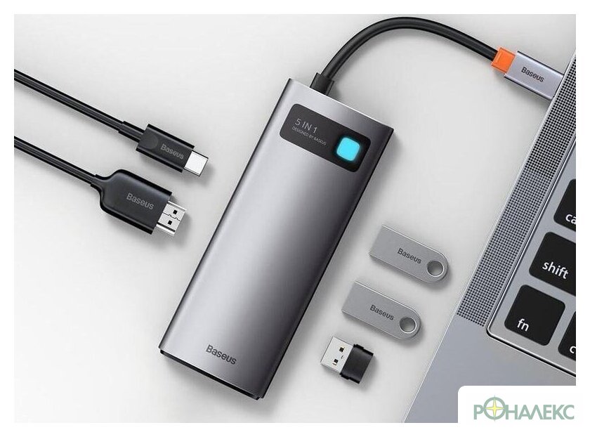 USB-хаб Baseus Metal Gleam Series Multifunctional HUB Type-C Hub Docking Station CAHUB-CX0G - фото4