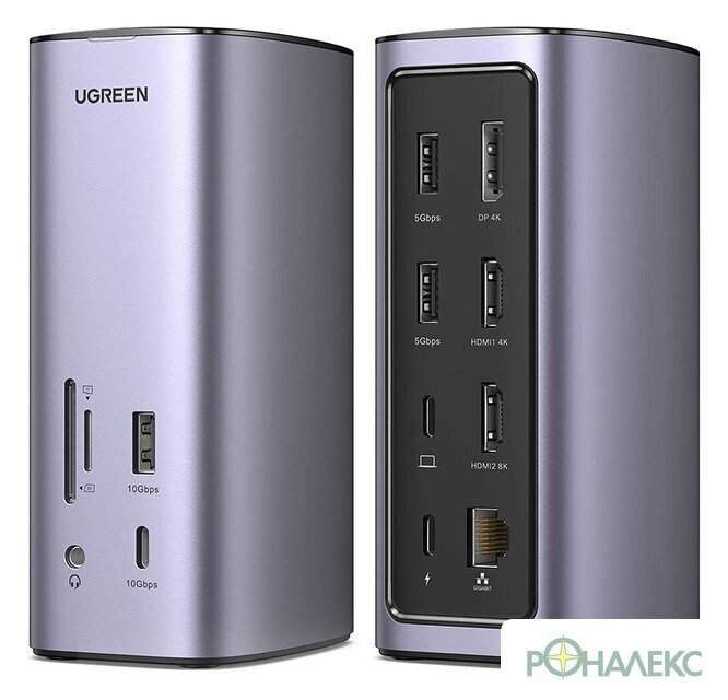 Док-станция Ugreen USB C Triple Display Docking Station 12-in-1 90325 - фото